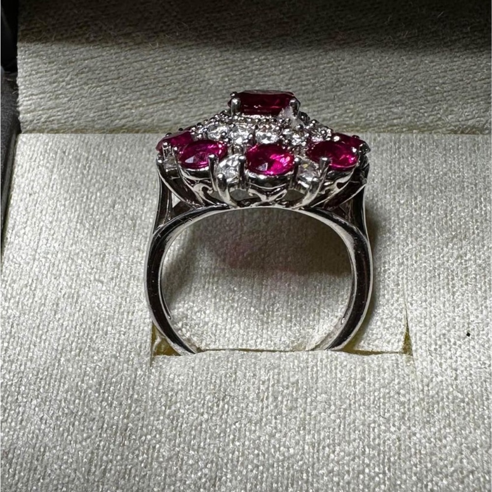 Sterling Silver 925 Ring And Lab Ruby - image 2